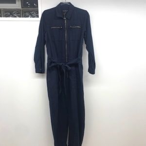 Lucky Brand Tie front Utility Jumpsuit Blue NWT